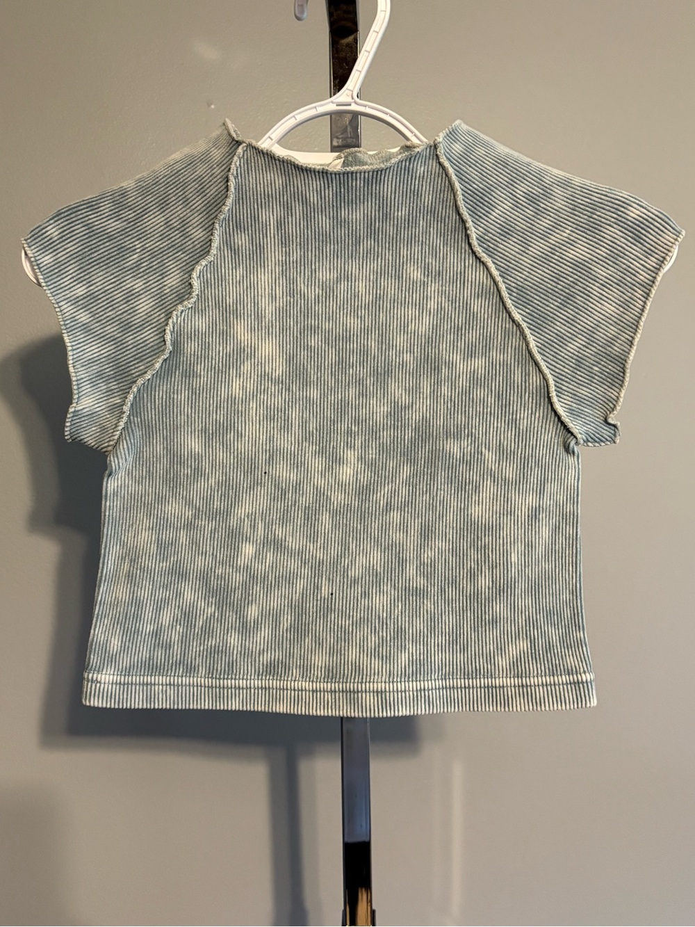 New! Zenana cropped fitted ribbed top in blue grey S/M L/XL